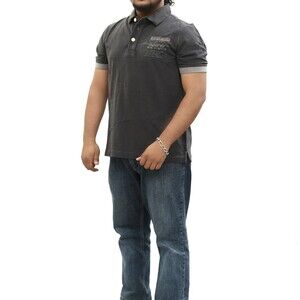 Napapijri Geographic Print Men's Polo T-Shirt Ribbed Collared Cotton L 256792